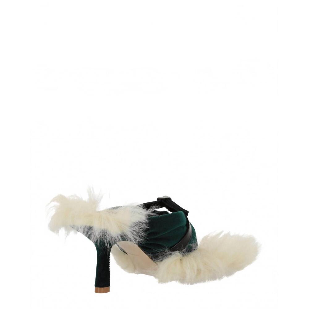 NEW BURBERRY women's step post heel sandals in green white - Picture 3 of 4